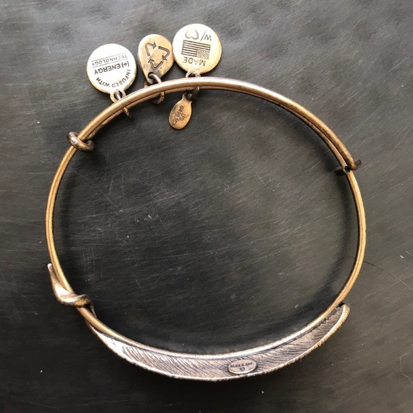 Alex and Ani feather bangle bracelet in gold - Picture 2 of 8